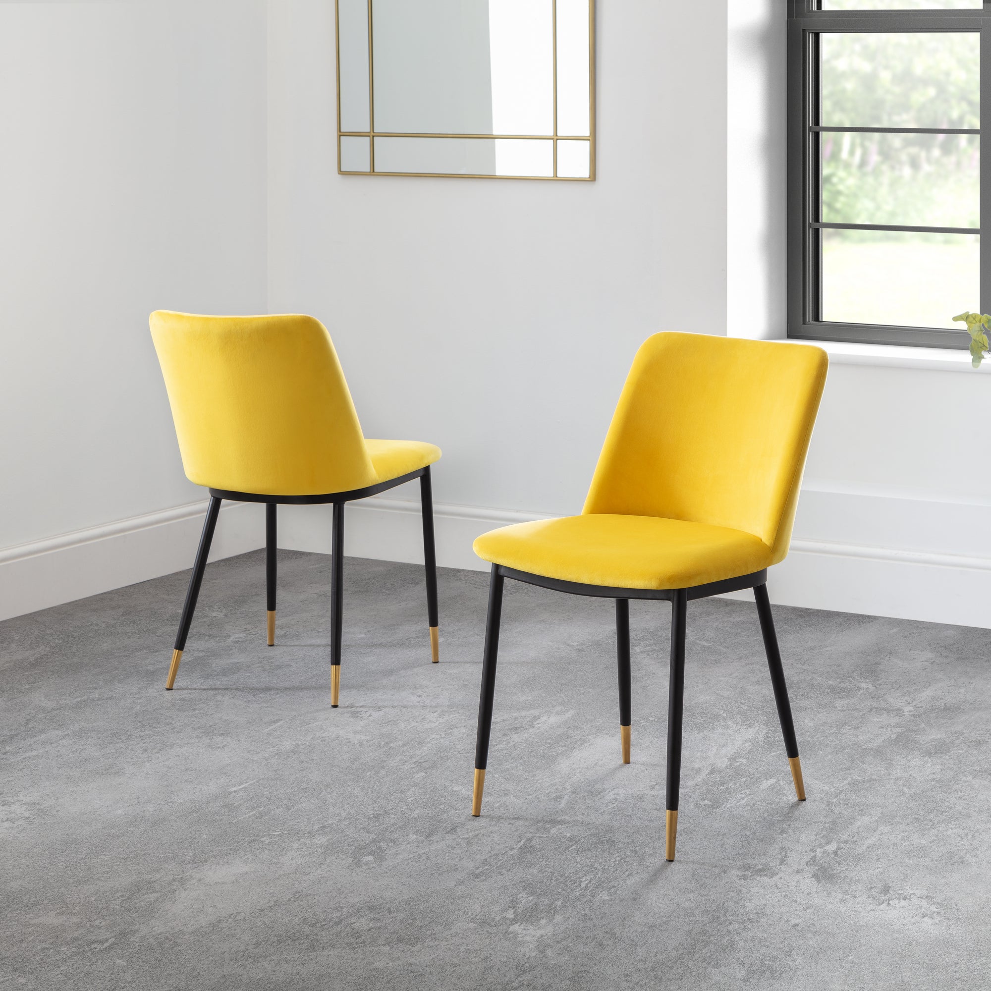 Delaunay Set Of 2 Dining Chairs Velvet Yellow