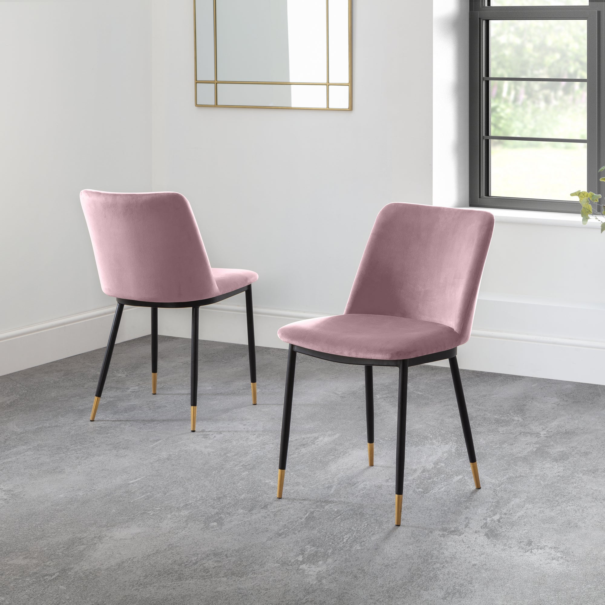 Delaunay Set Of 2 Dining Chairs Velvet Pink