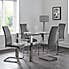 Enzo Rectangular Glass Dining Set with 4 Calabria Dining Chairs Enzo Grey