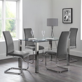 Enzo Rectangular Glass Dining Set with 4 Calabria Dining Chairs
