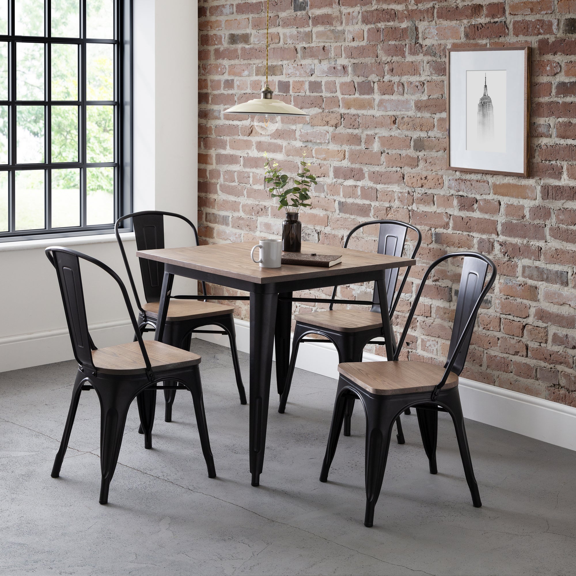 Grafton Square Dining Table With 4 Chairs Brown Brown