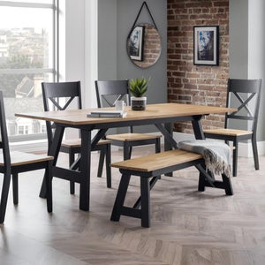 Hockley 6 Seater Rectangular Dining Table- Natural & Black