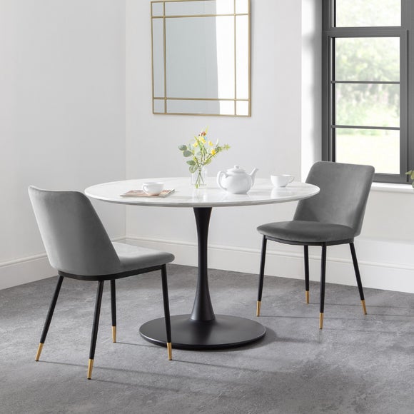 Grey round deals pedestal dining table