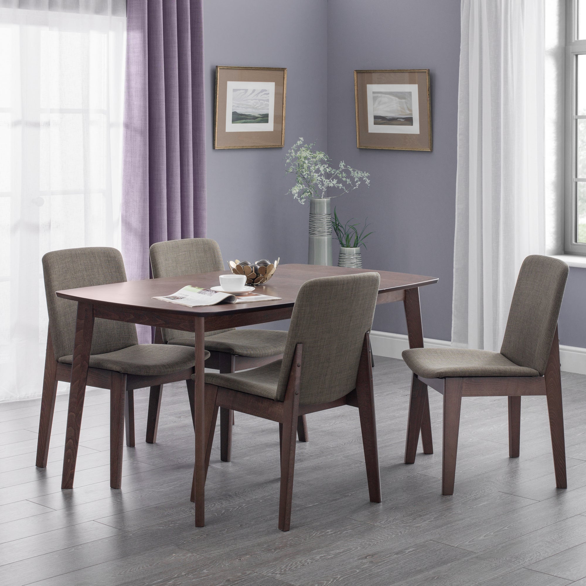Kensington Rectangular Extendable Dining Table With 4 Chairs Beech Wood Brown