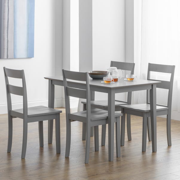 Kobe Compact Rectangular Dining Table with 4 Chairs Grey
