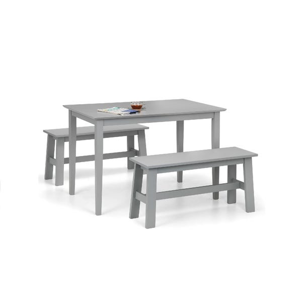 Kobe Rectangular Dining Table with 2 Benches, Grey image 1 of 3