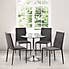 Kudos Round Glass Pedestal Dining Table with 4 Jazz Grey Chairs Chrome