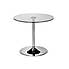 Kudos Round Glass Pedestal Dining Table with 4 Jazz Grey Chairs Chrome