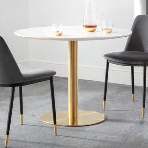Palermo 4 Seater Round Pedestal Dining Table- White