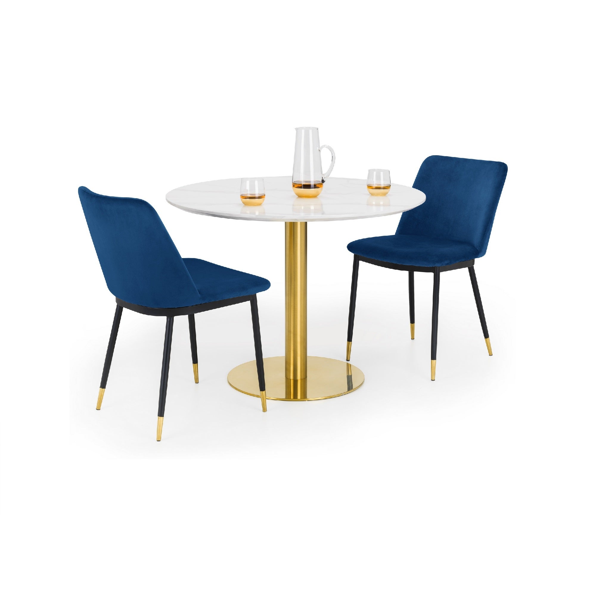 Palermo Round Dining Table With 2 Delaunay Chairs Blue