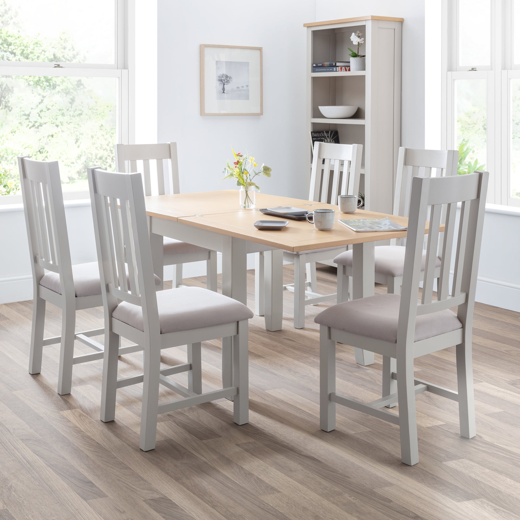 Richmond Square Flip Top Table With 6 Dining Chairs Grey Grey