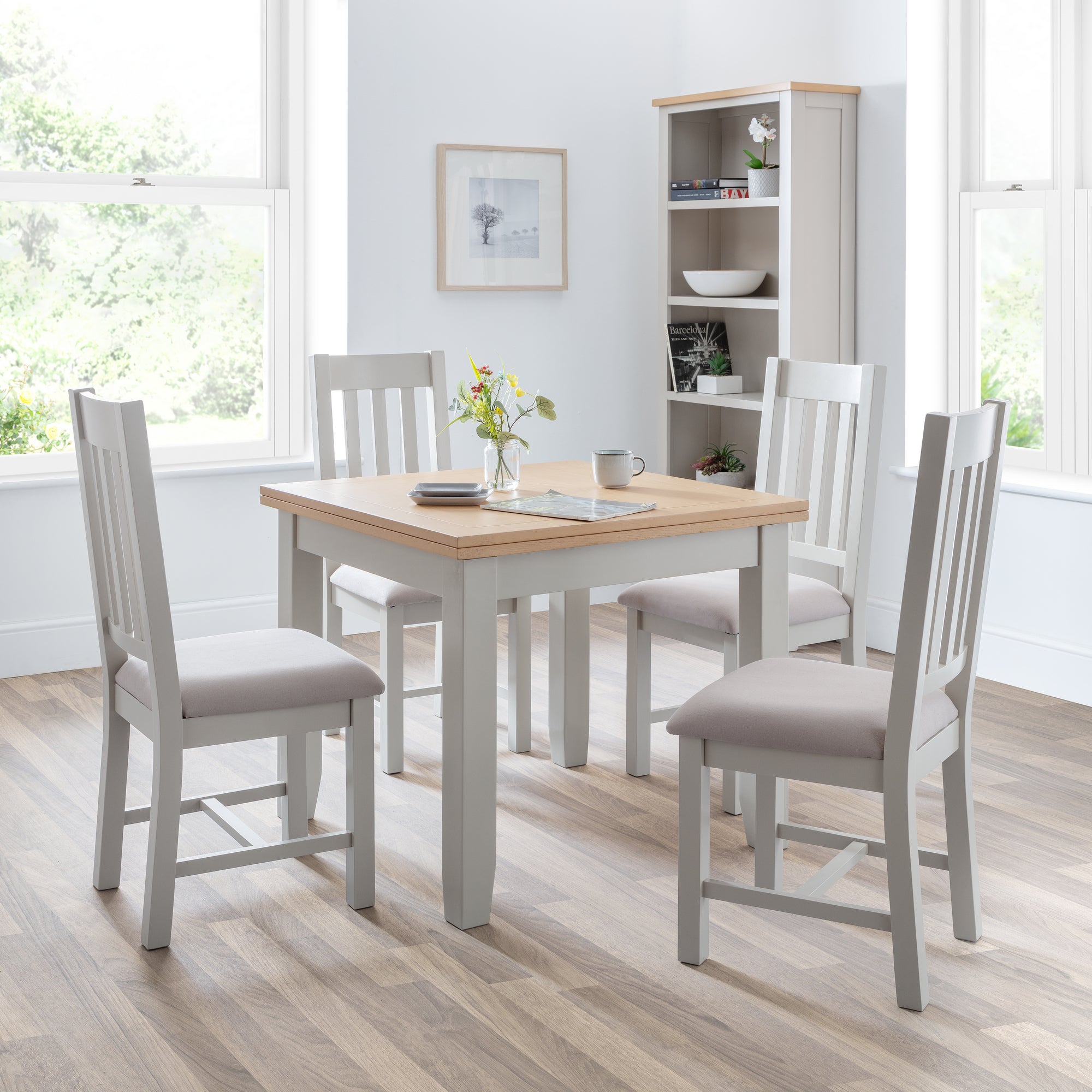 Richmond Square Flip Top Table With 4 Dining Chairs Grey Grey