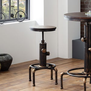 Rockport Pipework Adjustable Height Bar Stool- Mocha