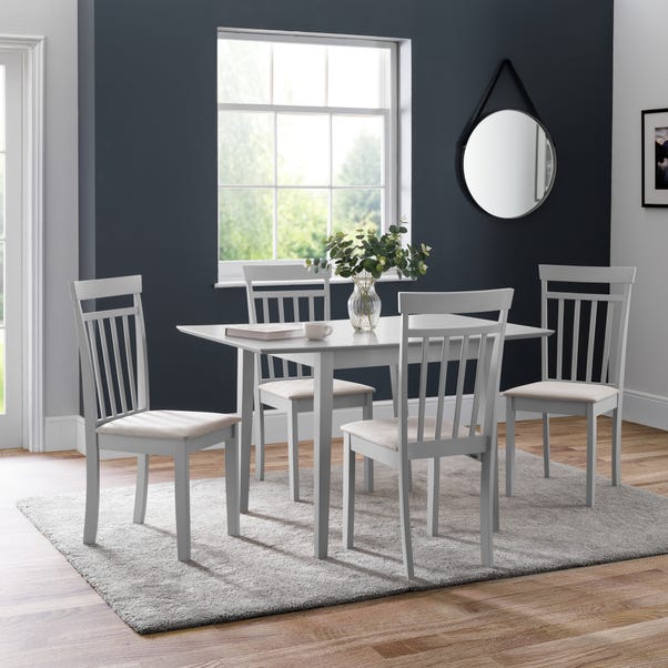 Rufford Grey Dining Table with 4 Coast Grey Chairs Grey