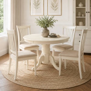 Stanmore 4-6 Seater Round Extendable Dining Table- Off White