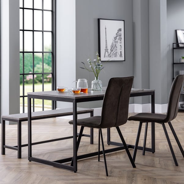 Staten Rectangular Dining Table with 1 Bench and 2 Monroe Chairs Grey