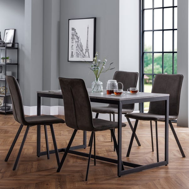 Staten Rectangular Dining Table with 4 Monroe Chairs Grey