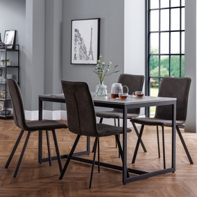Staten Rectangular Dining Table with 4 Monroe Chairs, Grey