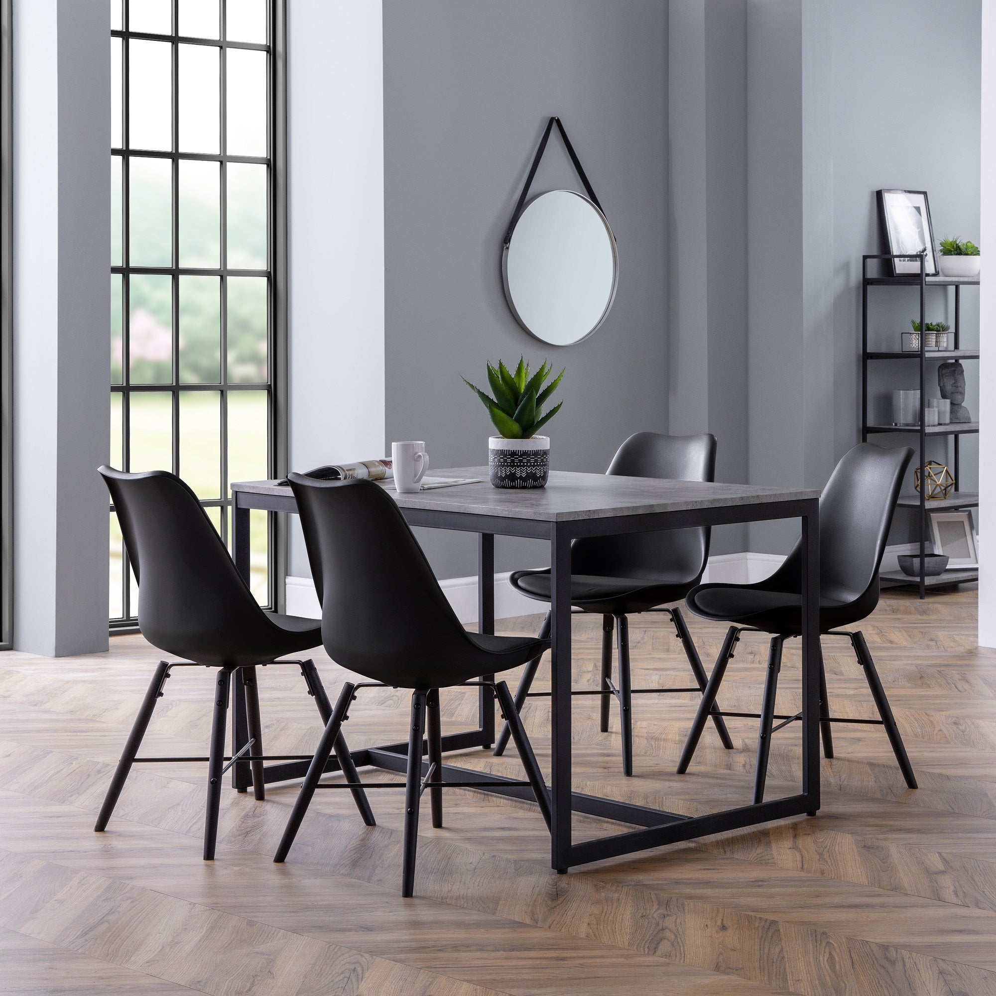 Staten Rectangular Dining Table with 4 Kari Chairs Black