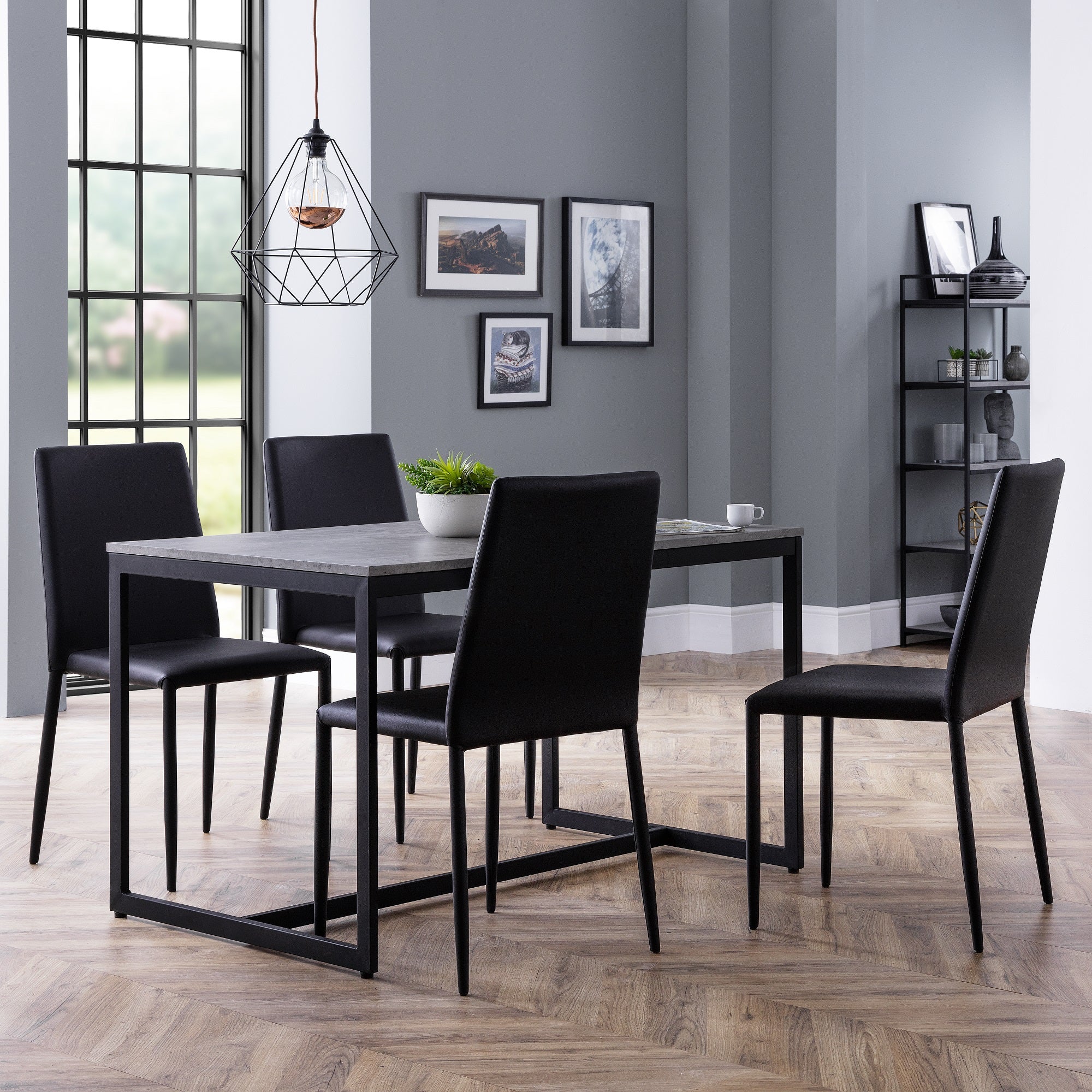 Staten Rectangular Dining Table With 4 Jazz Chairs Grey Grey