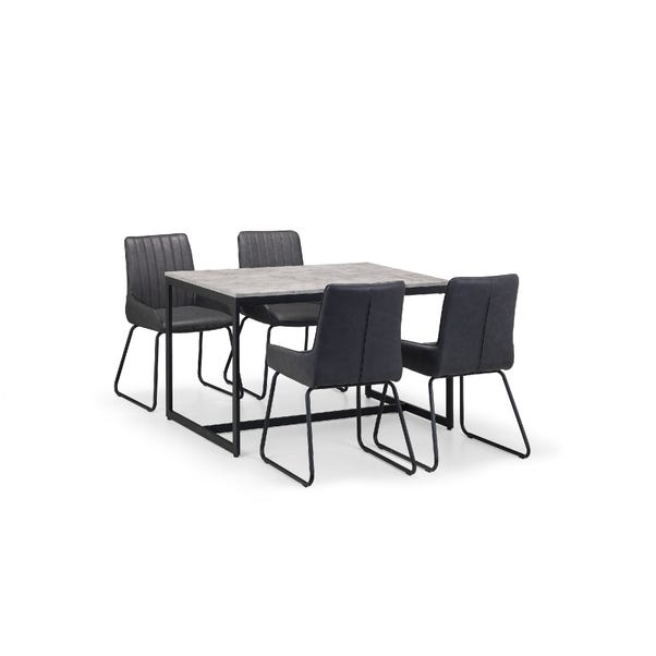 Staten Rectangular Dining Table with 4 Soho Chairs, Grey image 1 of 3