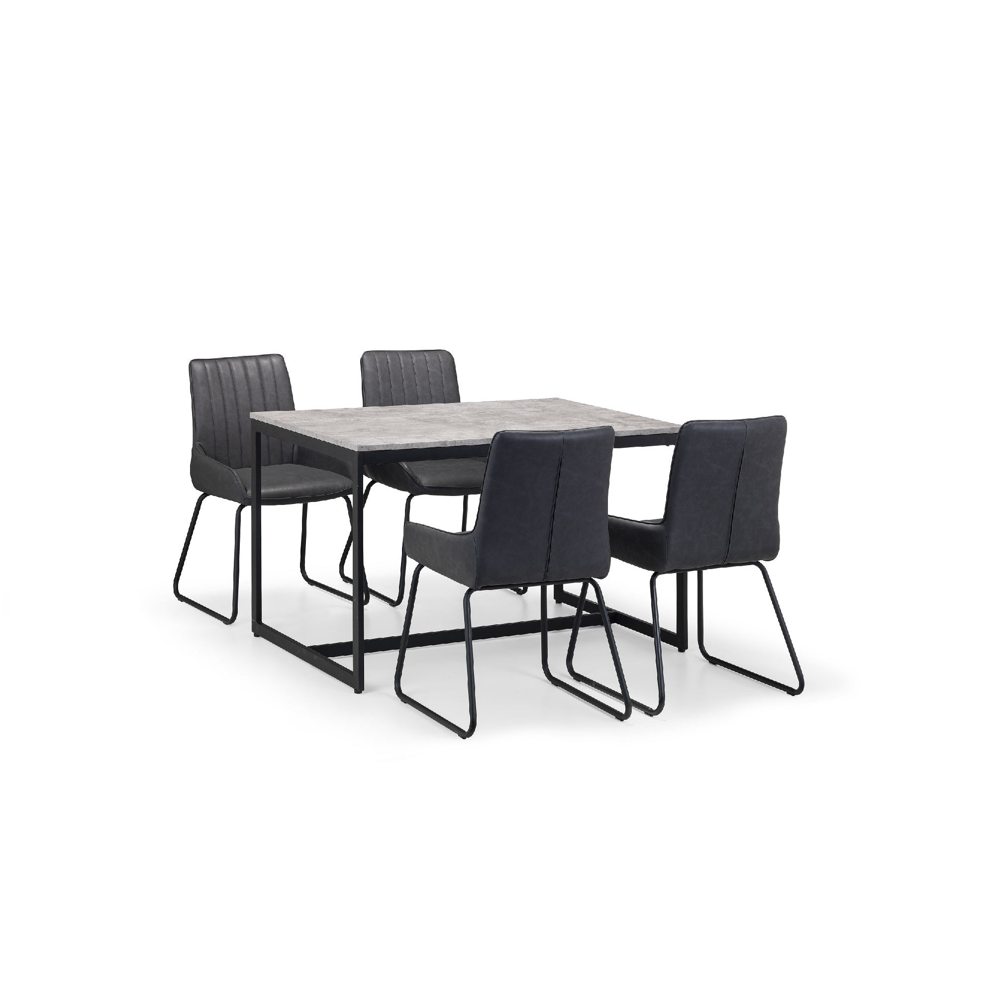 Staten Rectangular Dining Table With 4 Soho Chairs Grey Grey
