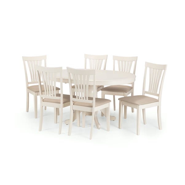 Stanmore Round Dining Table with 6 Chairs, Off White image 1 of 4