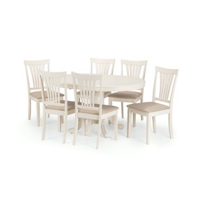 Stanmore Round Dining Table with 6 Chairs, Off White
