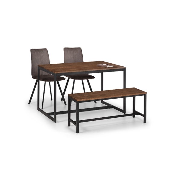 Tribeca Rectangular Walnut Dining Table with 1 Bench and 2 Monroe