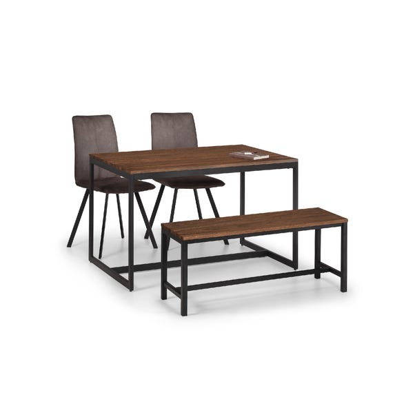 Tribeca Rectangular Dining Table with 2 Monroe Chairs and Bench, Brown image 1 of 4
