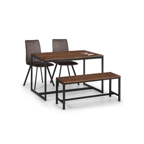 Tribeca Rectangular Dining Table with 2 Monroe Chairs and Bench, Brown
