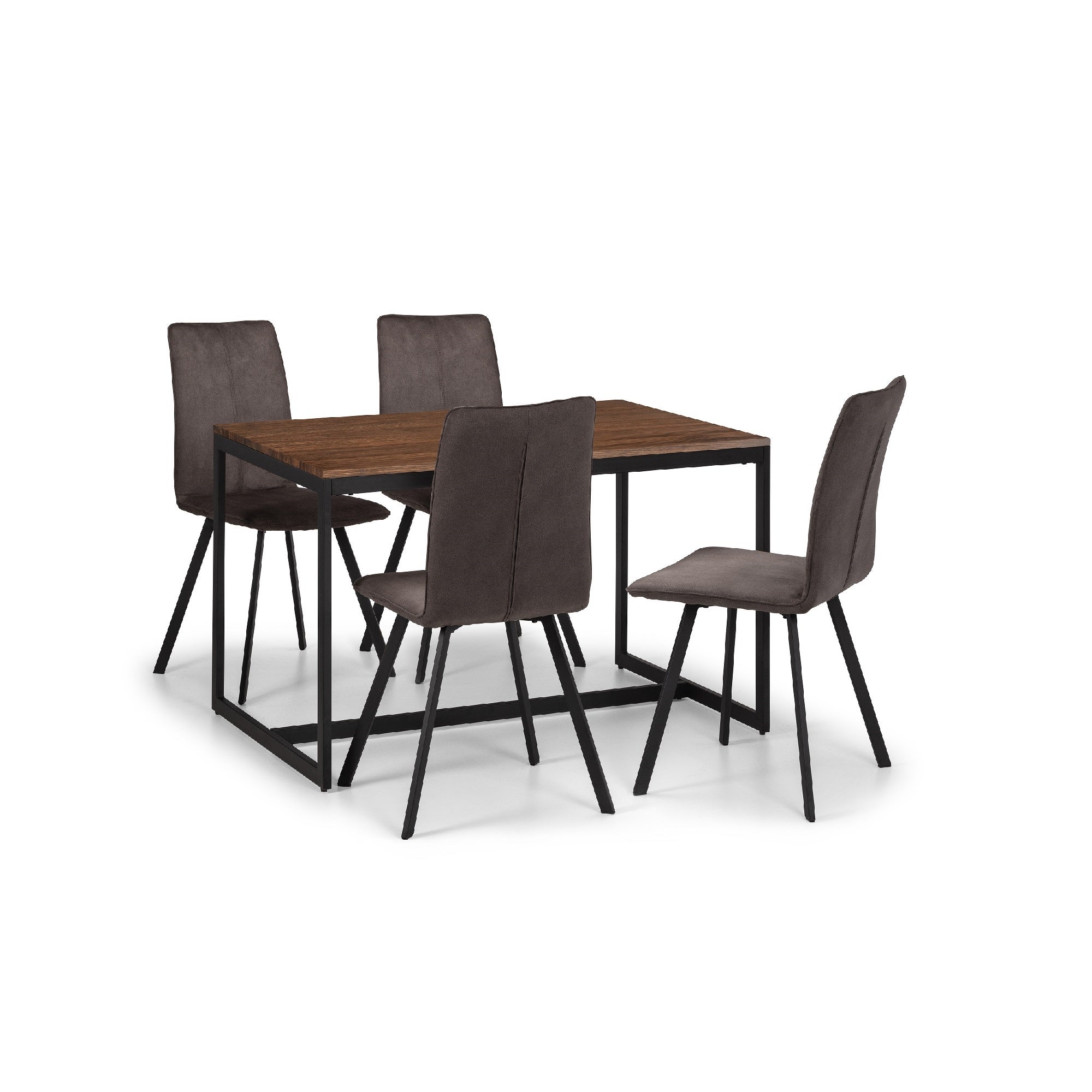 Tribeca Rectangular Dining Table with 4 Monroe Chairs, Brown Brown