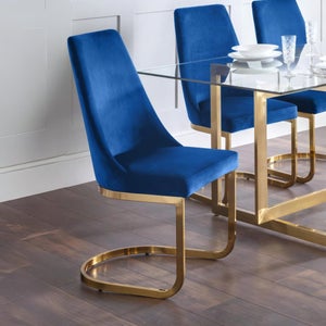 Vittoria Set Of 2 Cantilever Dining Chairs- Velvet