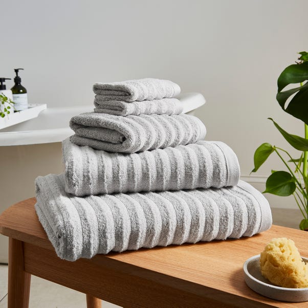 Soft and Fluffy Ribbed Towel Silver image 1 of 3