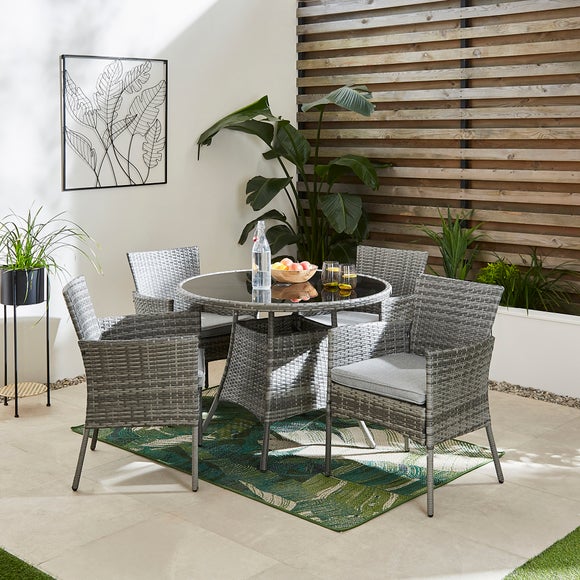 Grey rattan dining discount set