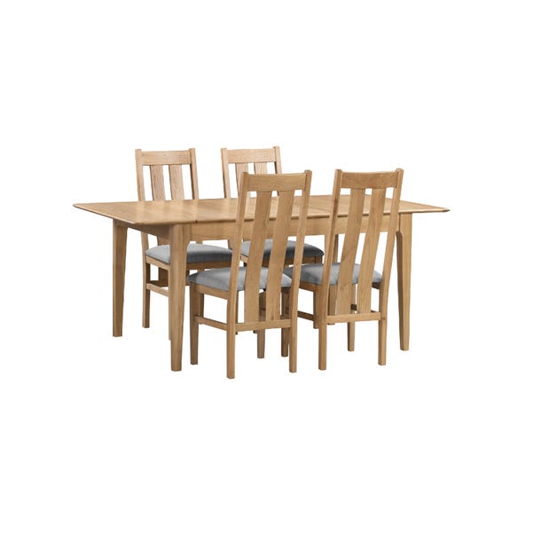Cotswold Rectangular Extendable Dining Table with 4 Chairs, Solid Oak image 1 of 9
