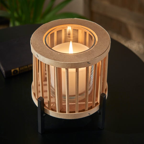 Bamboo Citronella Candle on Stand Natural