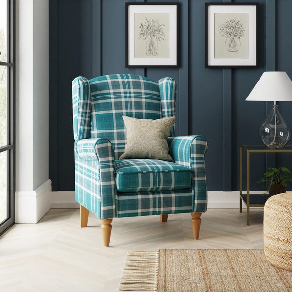 Oswald Check Wingback Armchair image 1 of 9