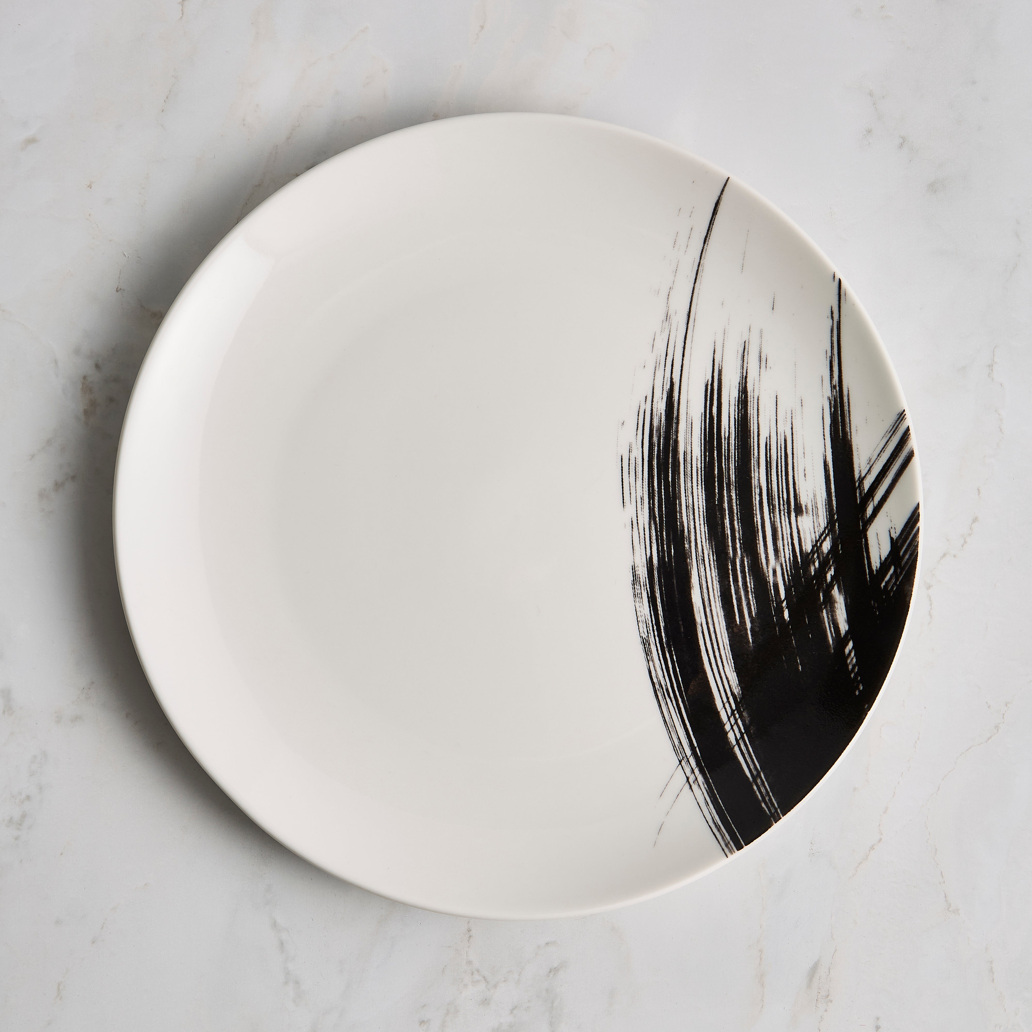 Image of Abstract Brushstroke Dinner Plate Black/white