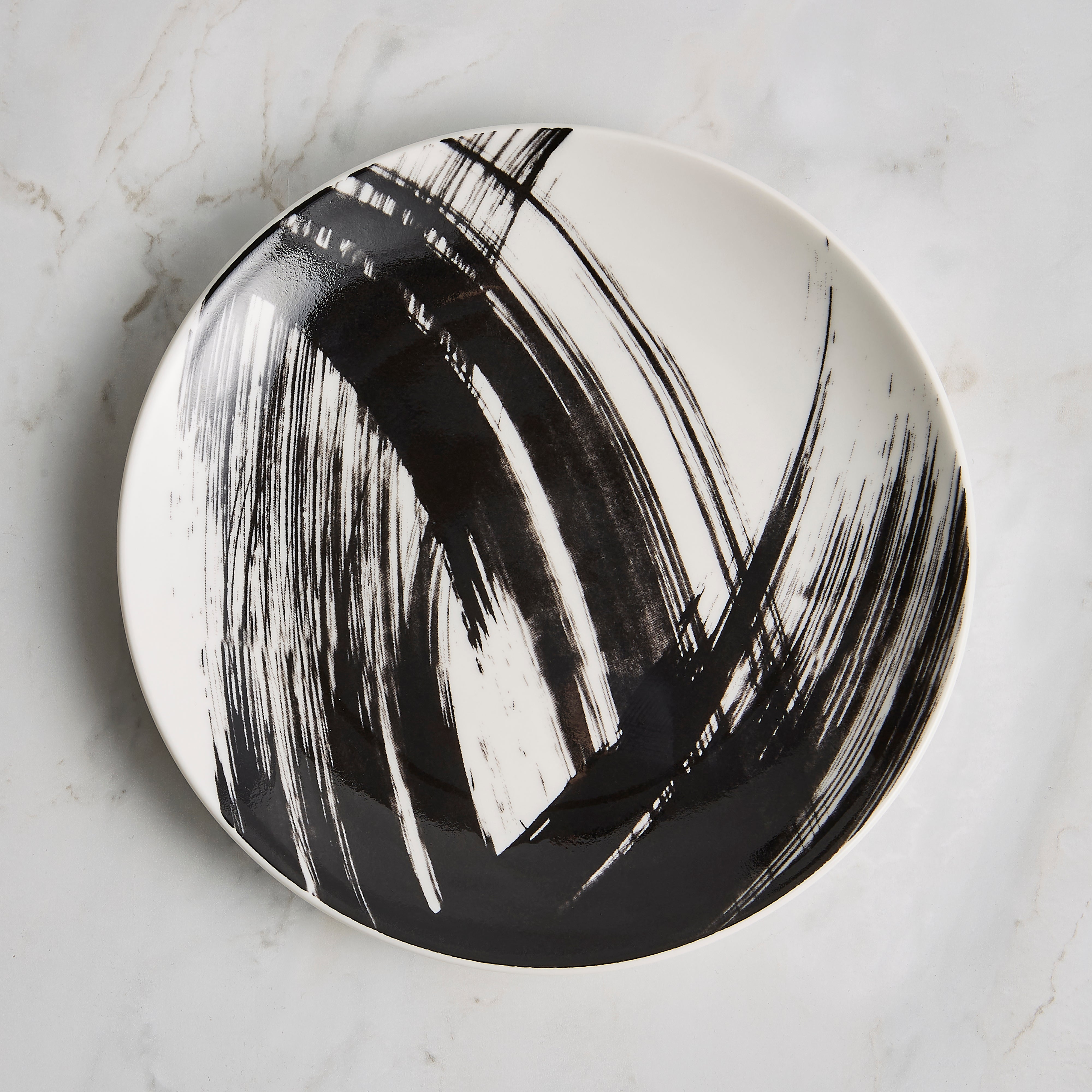 Image of Abstract Brushstroke Side Plate Black and white