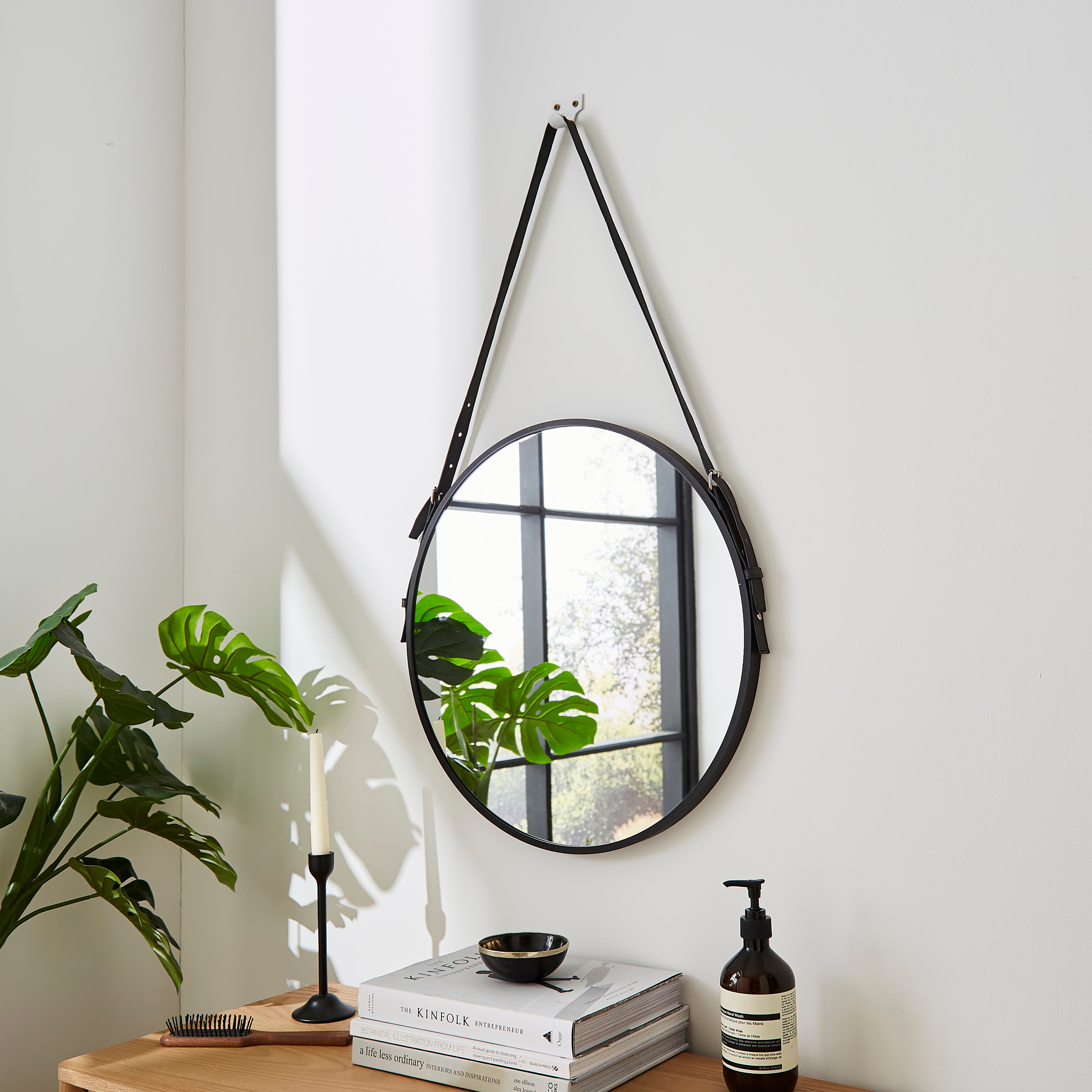 Hanging Mirror 50cm Black
