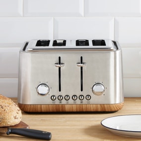 Contemporary Brushed Stainless Steel 4 Slice Toaster