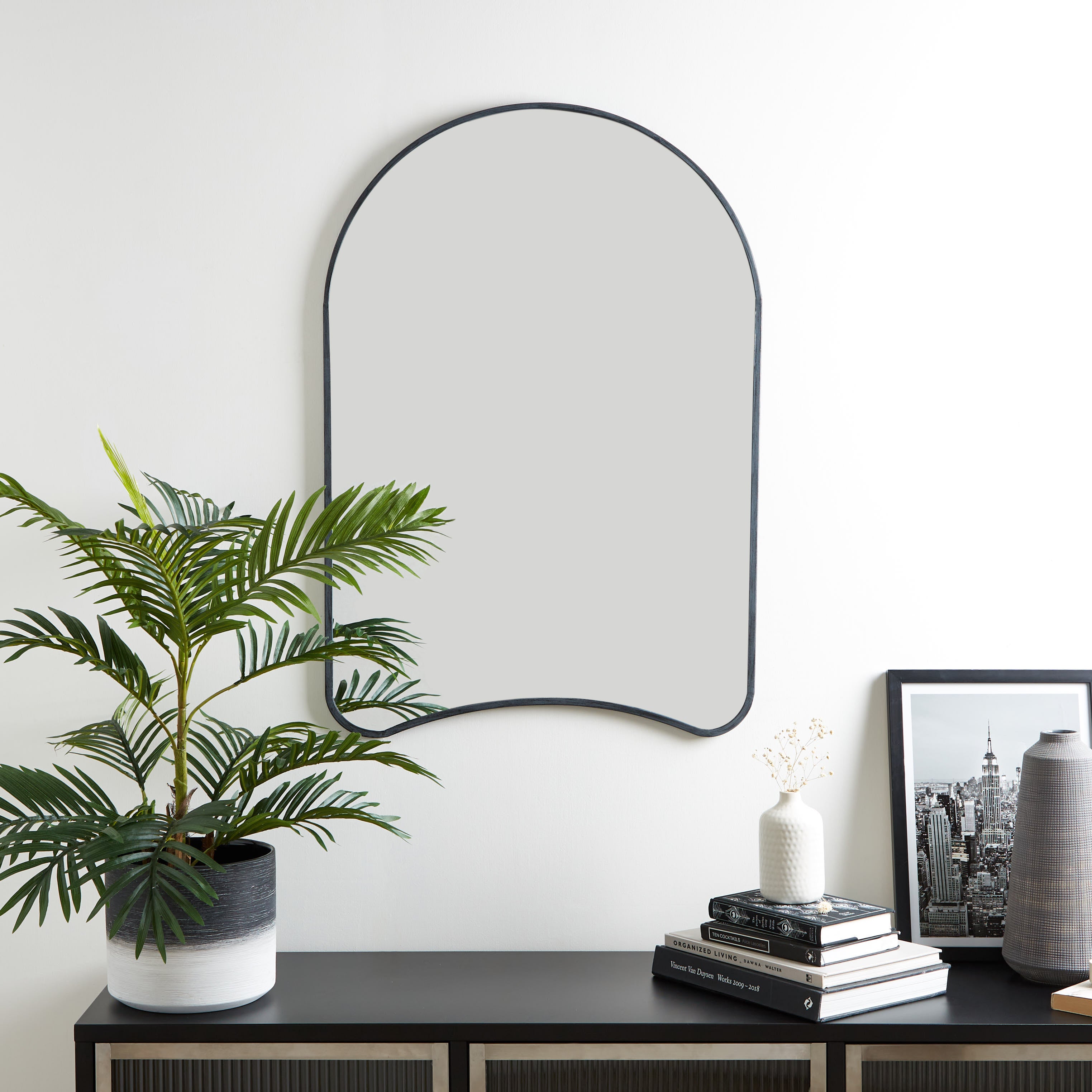 Double Arched Overmantel Wall Mirror