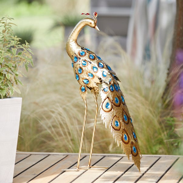 Gold Peacock Indoor Outdoor Ornament image 1 of 1