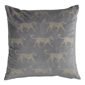 Printed Metallic Leopard Cushion