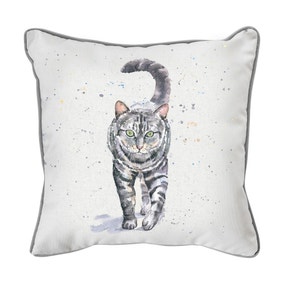 Aquarelle Tabby Cat Cushion    