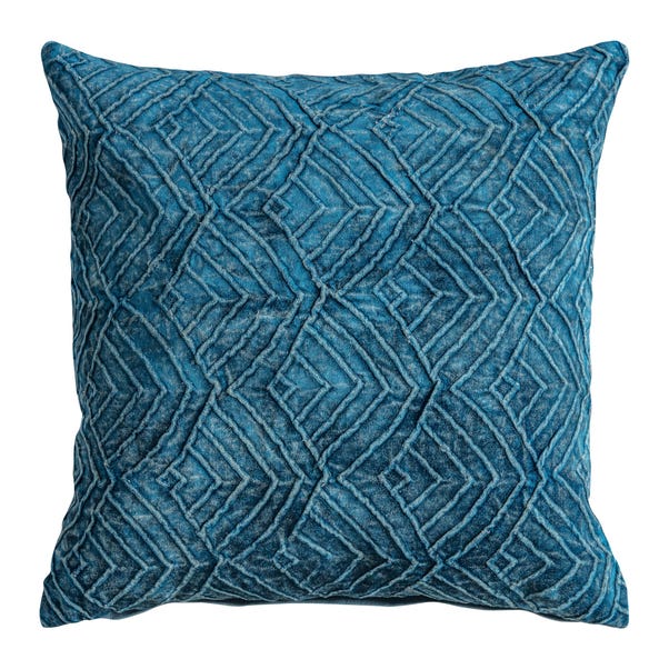 Washed Velvet Cushion Teal (Blue)