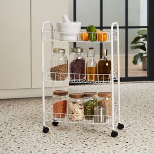 White 3 Tier Wire Trolley