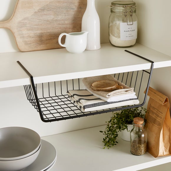 Black storage cabinet store with baskets