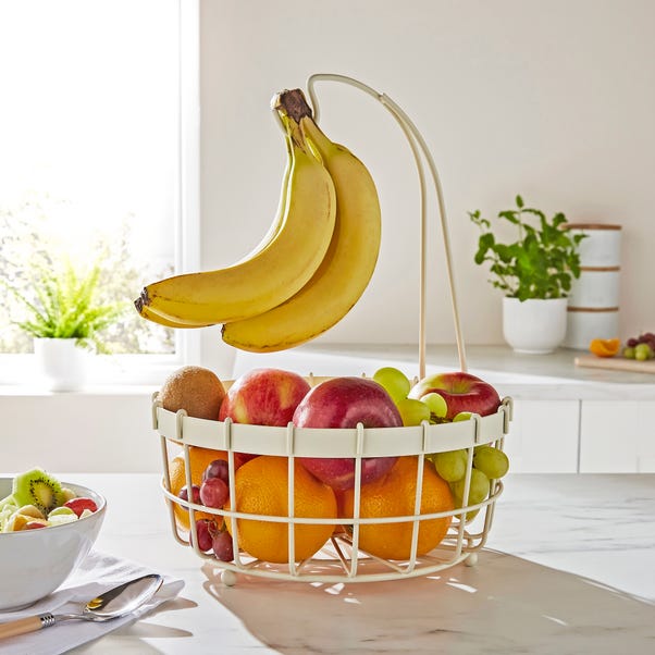Cream Wire Fruit Basket with Hook image 1 of 3